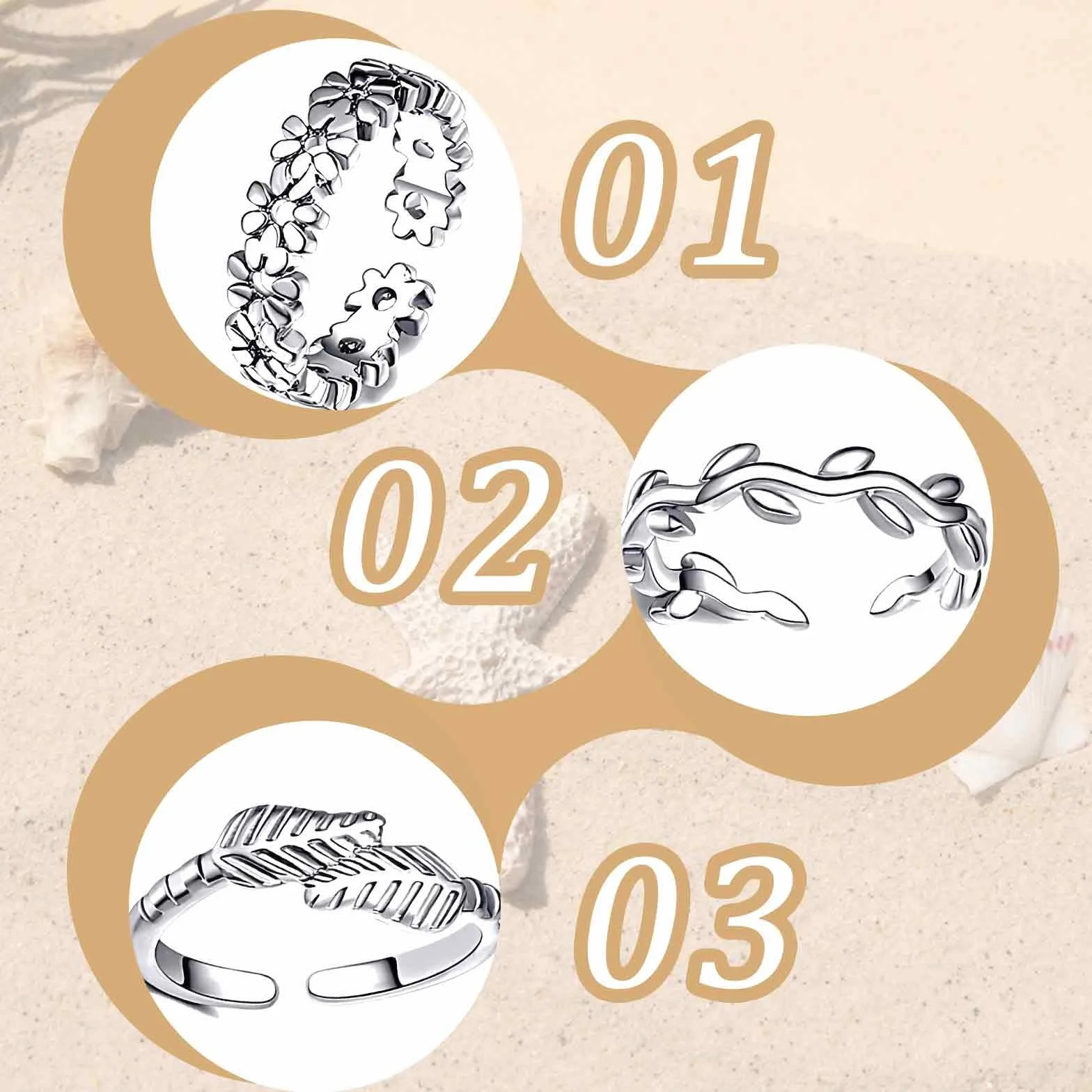 Anello in acciaio inossidabile da donna regolabile ipoallergenico open toe coda fiore set gioielli anello per il piede