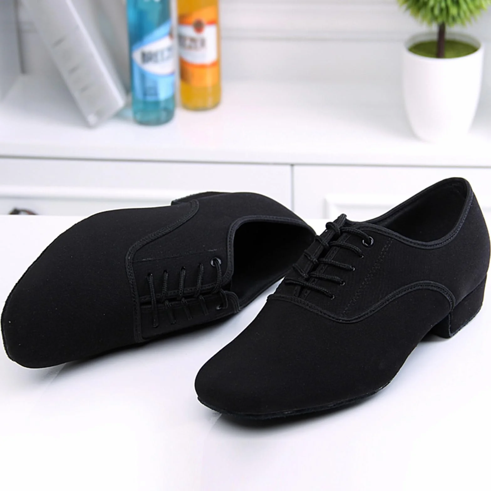 Scarpe da Ballo Uomo Tacco Basso Pelle Suola Morbida Tango Valzer Sala