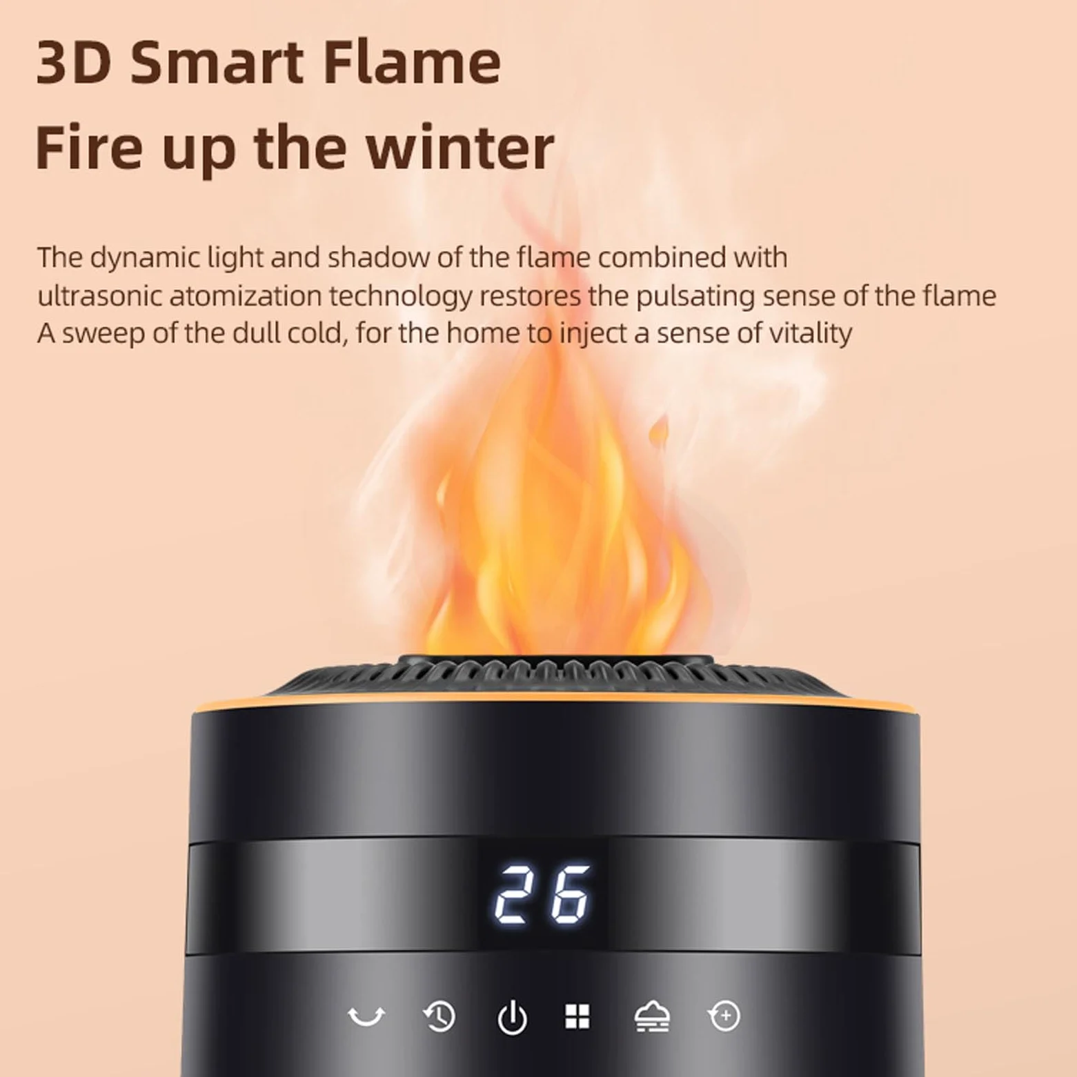 Stufetta, Riscaldatore in Ceramica PTC con Umidificatore 3 Modalità Aria Calda 1500 W Riscaldamento Rapido 12 Ore Telecomando, con Portata di 6 Metri e Funzioni di Sicurezza, (Spina europea)
