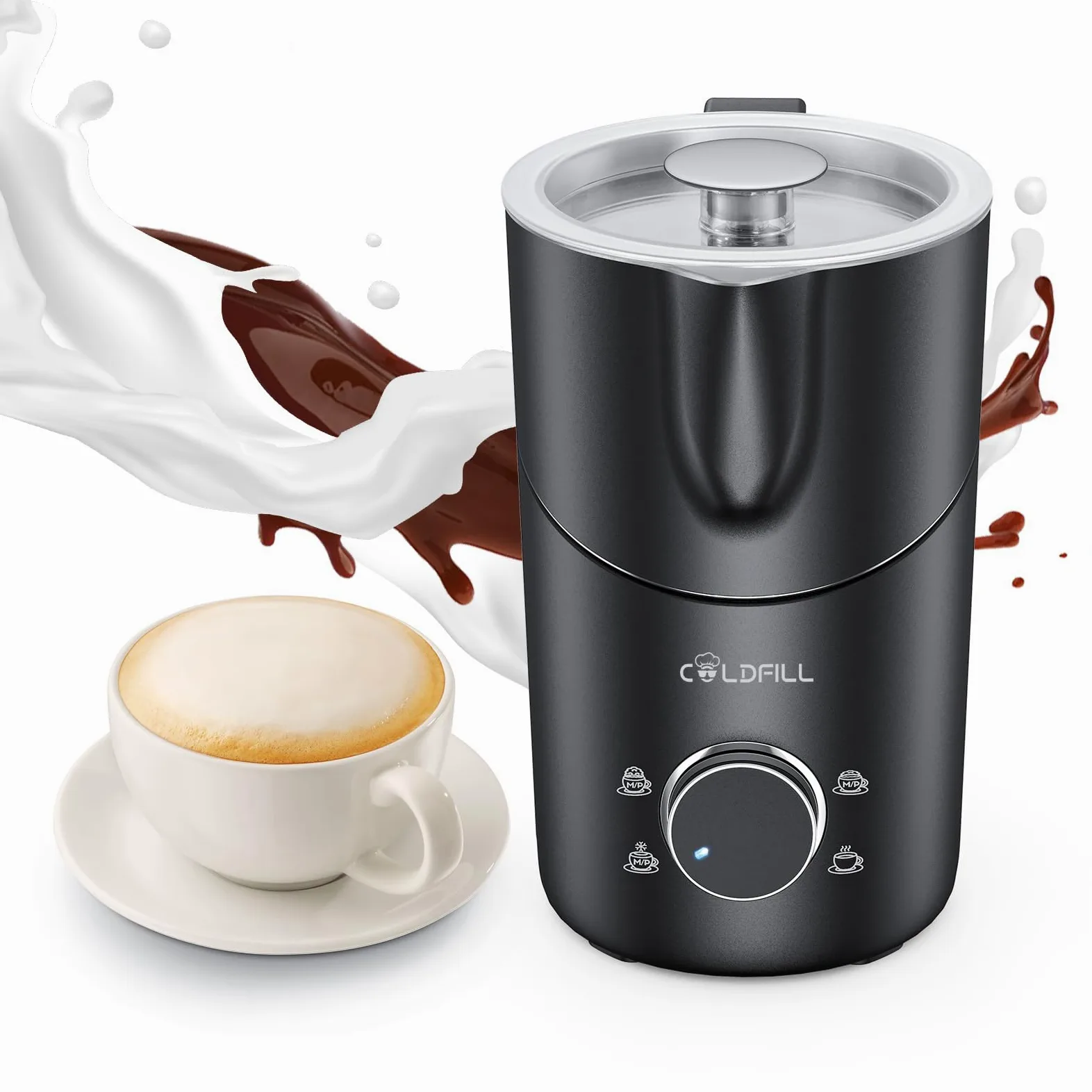 Montalatte Elettrico - Cappuccinatore Elettrico 8 in 1, 400ml Schiumalatte Elettrico per Cappuccino/Latte Macchiato, Latte Vegetale, Lavabile in Lavastoviglie