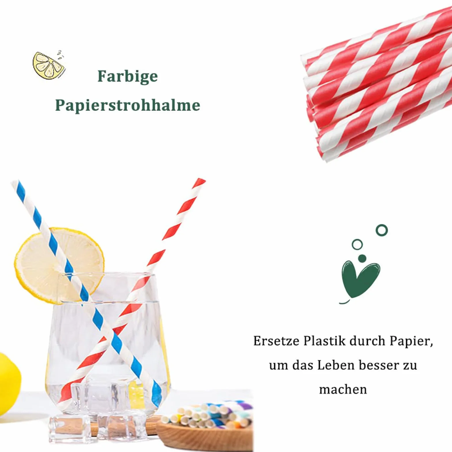 Cannucce di Carta, 400 Pezzi Cannucce Colorate di Carta, Cannucce Monouso, per Succhi, Cocktail, Caffè, Matrimoni, Feste di Natale, 4 Colori