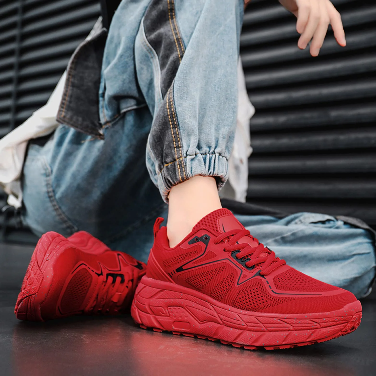 JiuQing Scarpe da Corsa Uomo Ginnastica Casual Rete Sportive Leggere Antiscivolo