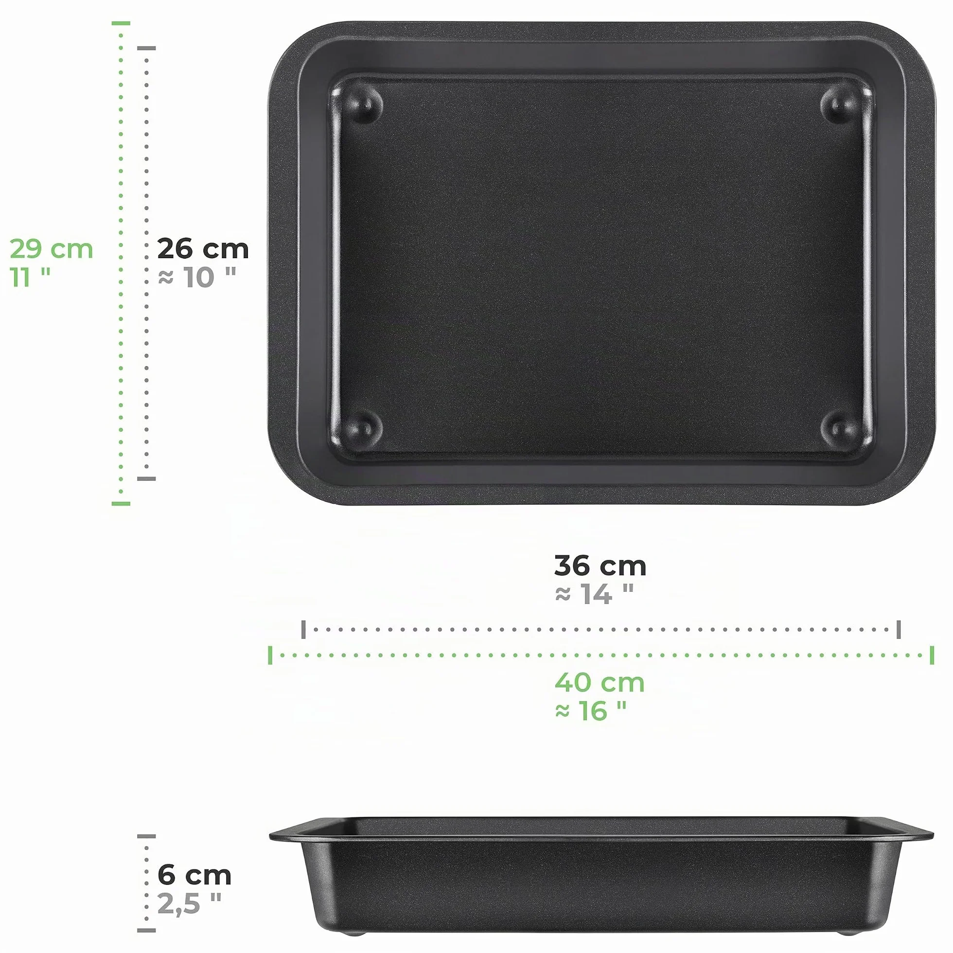 Grizzly, 2 Pirofile grandi con rivestimento antiaderente e bordo con manico, possono essere usate anche come teglia per lasagne, arrosto o tortiera