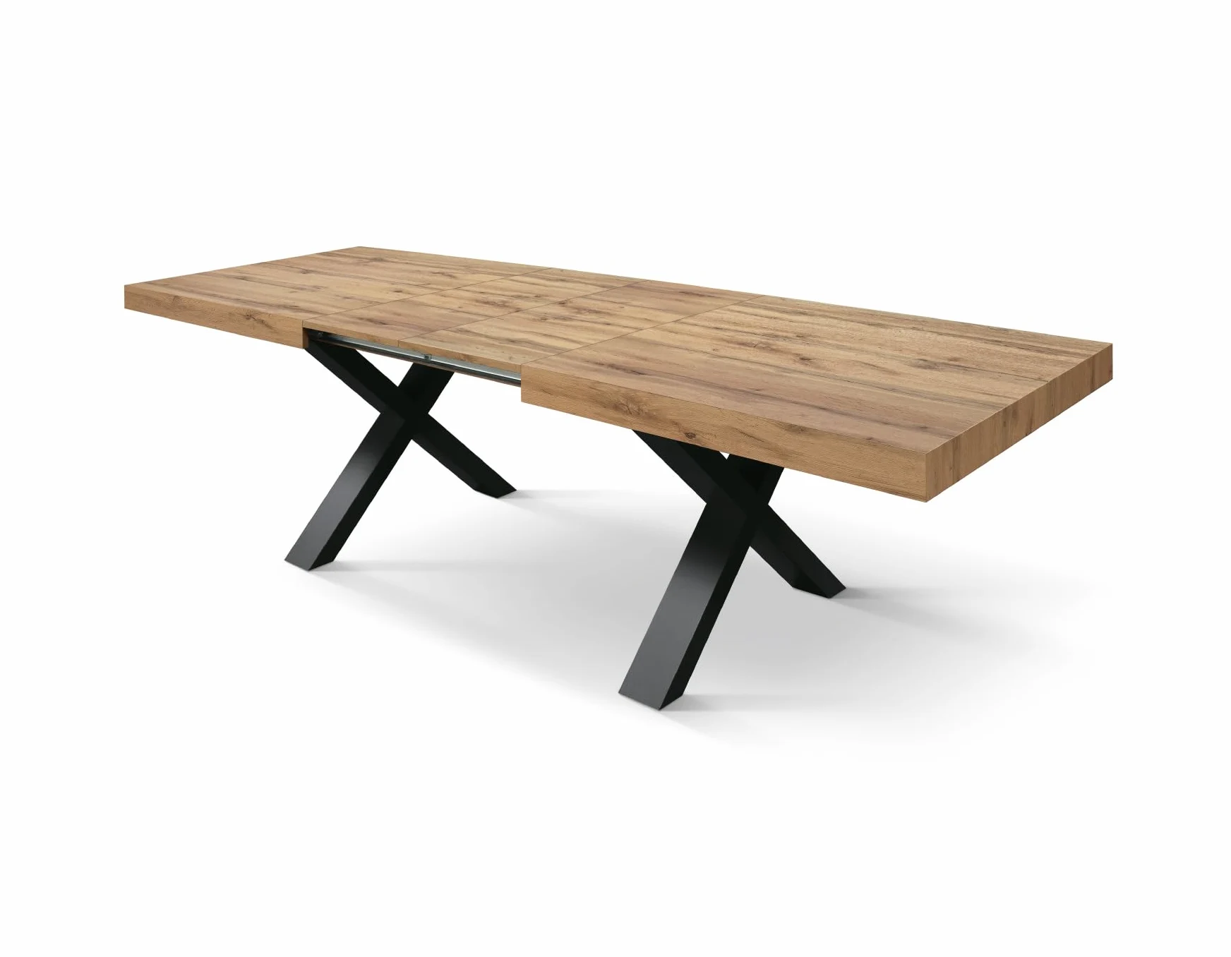 PAZZO DESIGN Tavolo Allungabile Marco, Tavolo Soggiorno, Cucina, Gambe Incrociate X Nere, Made in Italy, Rovere Rustico, 180x90x76 cm - id_1998