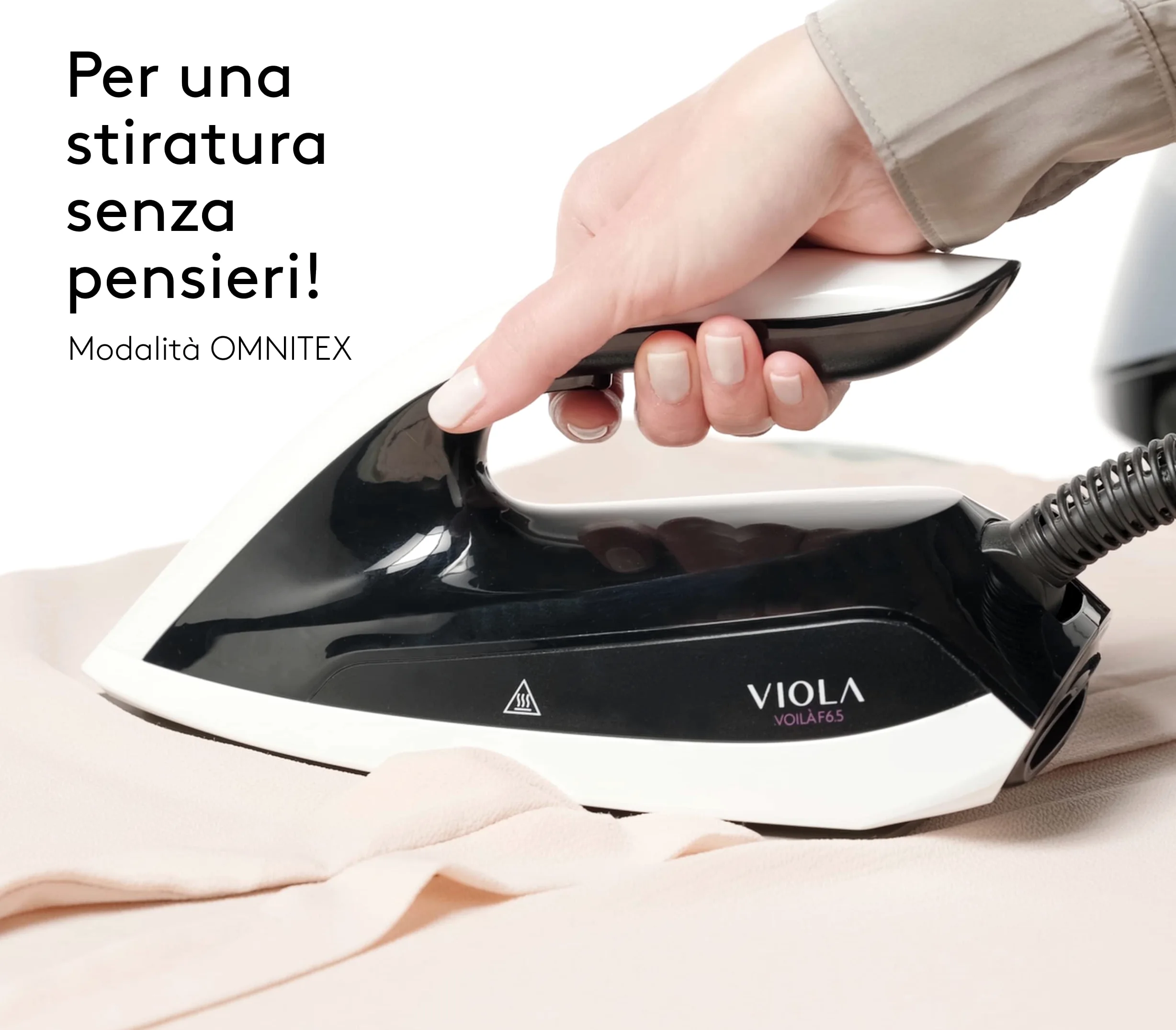 VIOLA Ferro da Stiro a Vapore con Caldaia Inox a Carica Continua, Autonomia Illimitata, 6.5 Bar, Potente Colpo di Vapore, Stirella Anti Calcare, Stiratura Professionale, Stiro Verticale, Stira a Secco