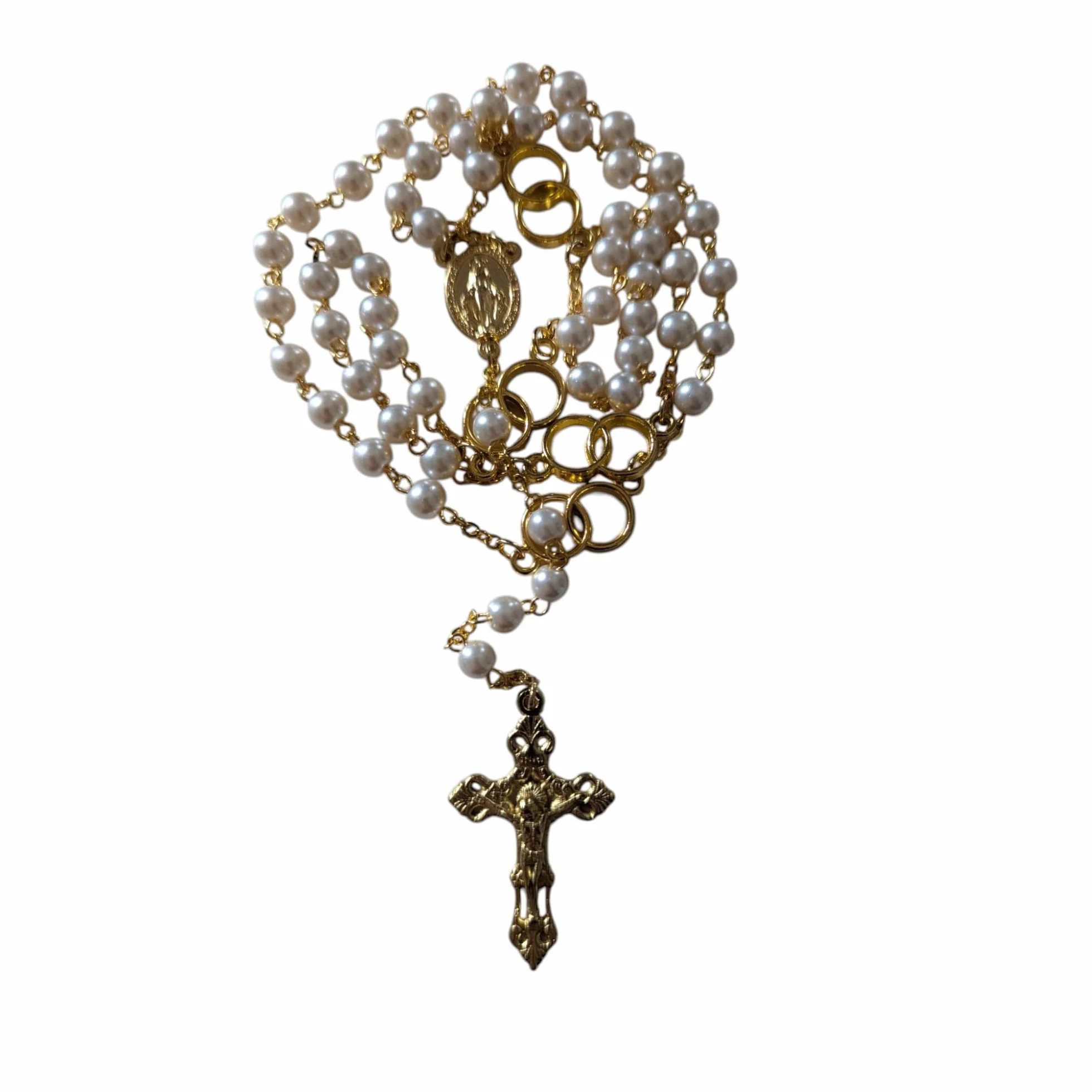 OVUNQUE PROTEGGIMI Rosario di Nozze, Rosario Devozionale per Anniversario di Matrimonio, Rosario con Simbolo delle Fedi Nuziali, Corona degli Sposi, Rosario Medaglia Miracolosa