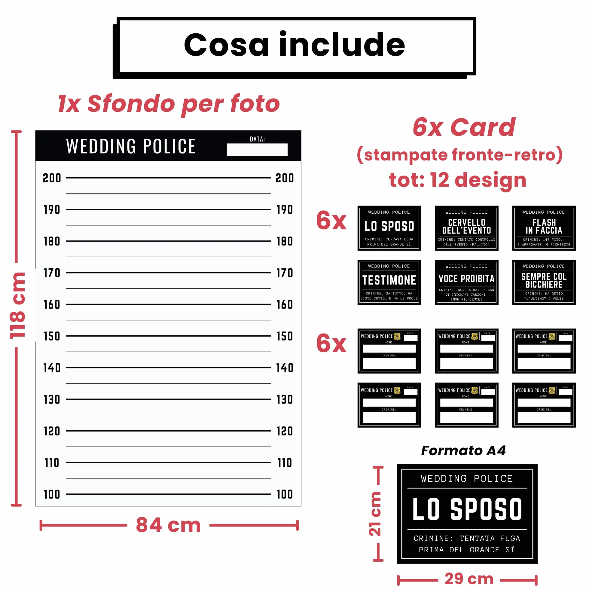 hOmty Kit Addio al Celibato Gadget Sposo Divertenti Stile Foto Segnaletica | Gadget Addio al Celibato Uomo (Celibato)