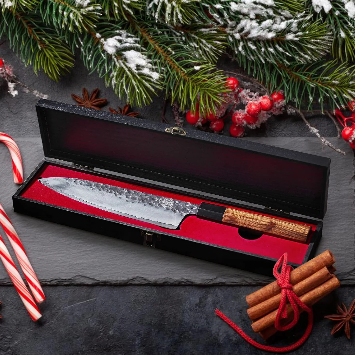 MITSUMOTO SAKARI Coltello da Cucina Giapponese 20 cm Forgiato a Mano Acciaio ad Alto Carbonio