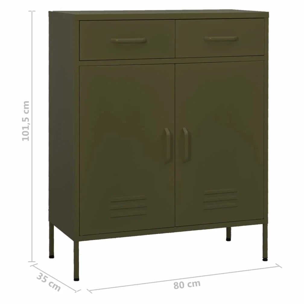vidaXL Armadietto Verde Oliva 80x35x101,5 cm in Acciaio