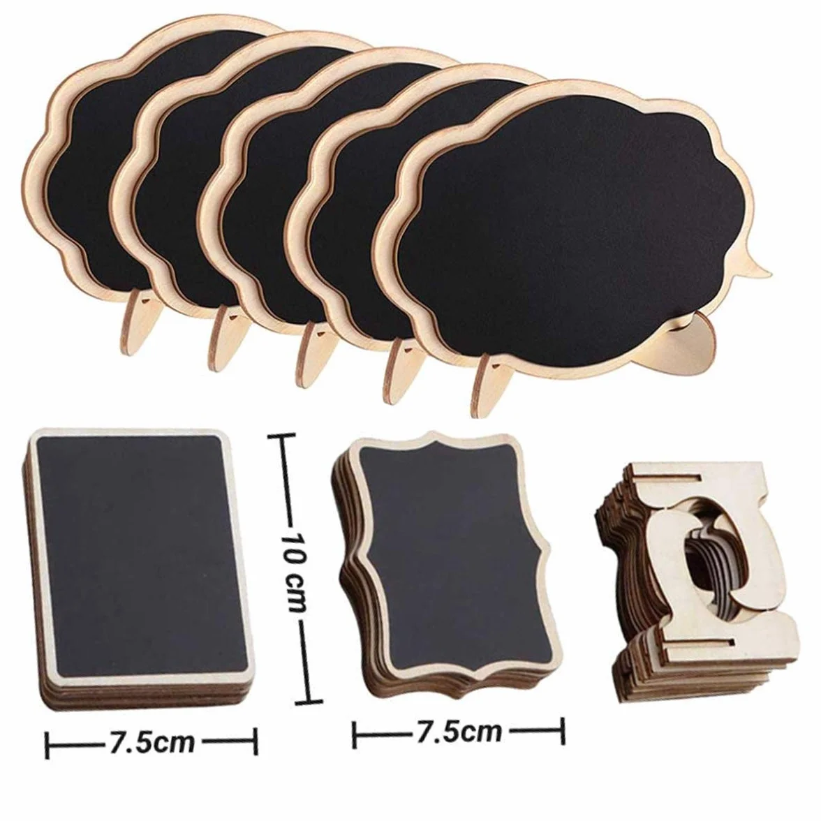 Mini Lavagnette di Legno,Jicyor 30Pezzi Legno Piccolo Decorative Segnaposto Lavagnette Messaggi Bordo con il Basamento per Decorazione Matrimonio Natale Feste 10 x 7.6 CM