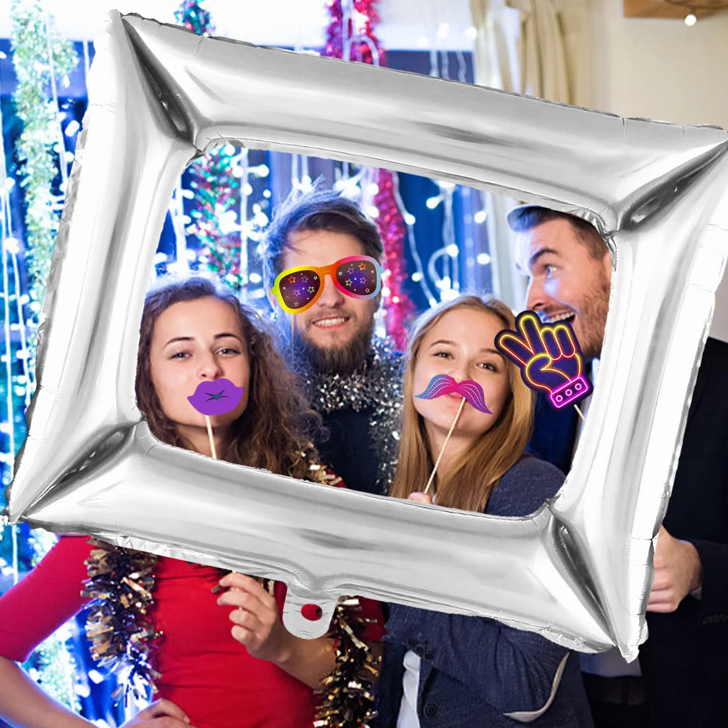 Oggetti Di Scena per Cabine Fotografiche 25 Pezzi, Palloncini Con Cornice per Foto 1pc, Motivi Al Neon, Divertenti Oggetti Di Scena per Selfie, Decorazioni per Feste, Accessori per Feste