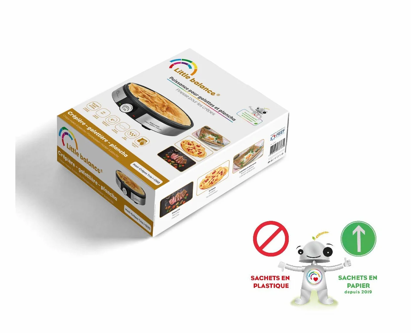 LITTLE BALANCE 8383 Maxi-Crêpes Trio i-200 Crepiera elettrica 3 in 1 1200 W Acciaio inox