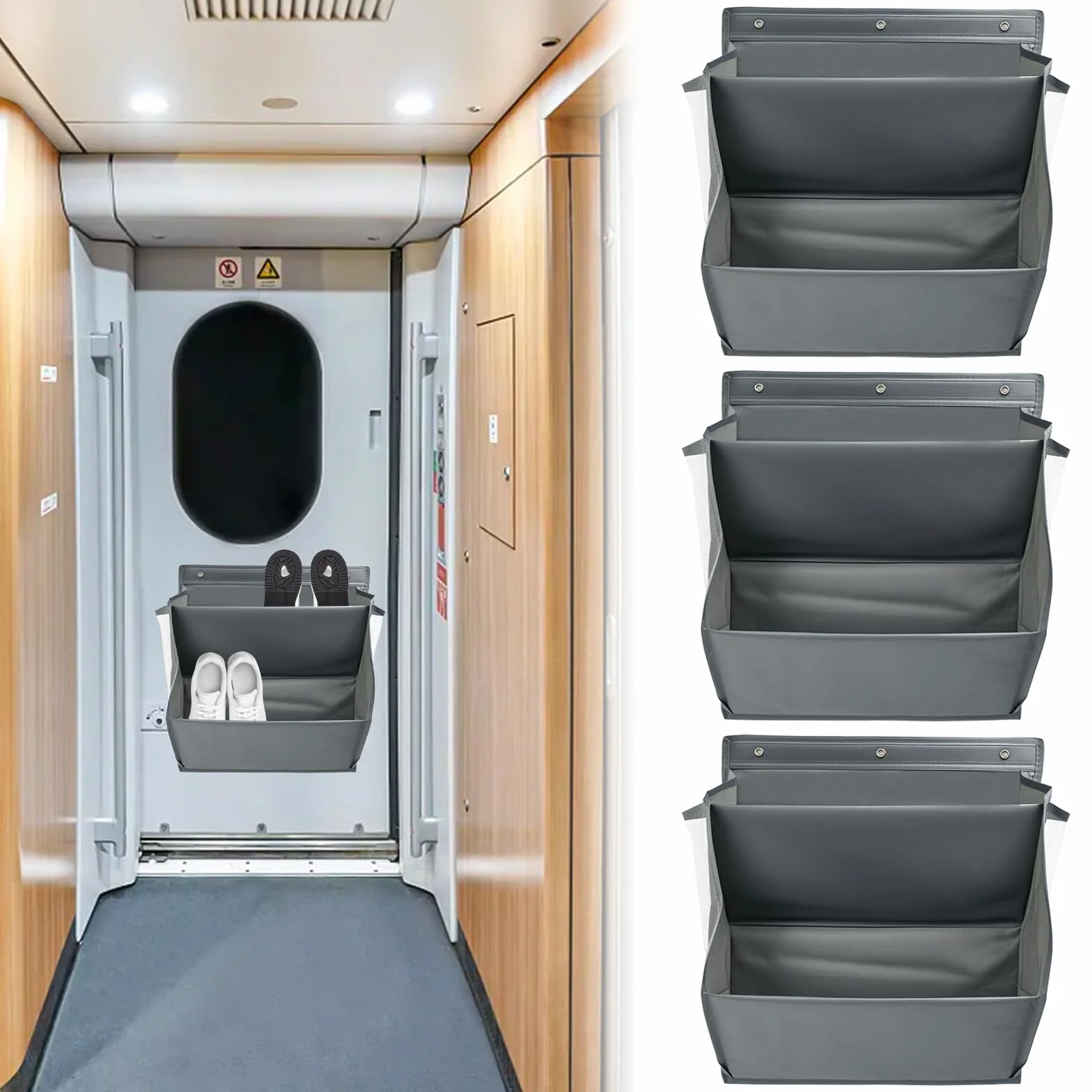 Portascarpe da Parete con 2 Tasche Profonde per Camper, Armadietto, Dormitorio