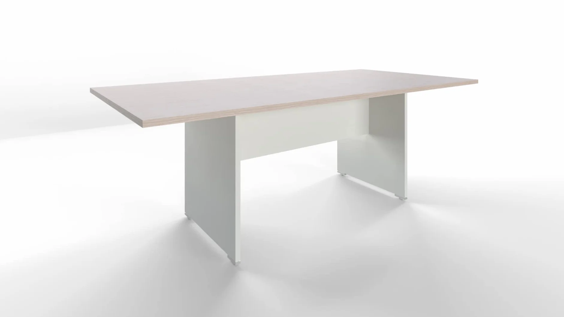 FBasic Tavolo Riunioni Rettangolare in legno - Rovere Bianco - 210x100x73,6 cm