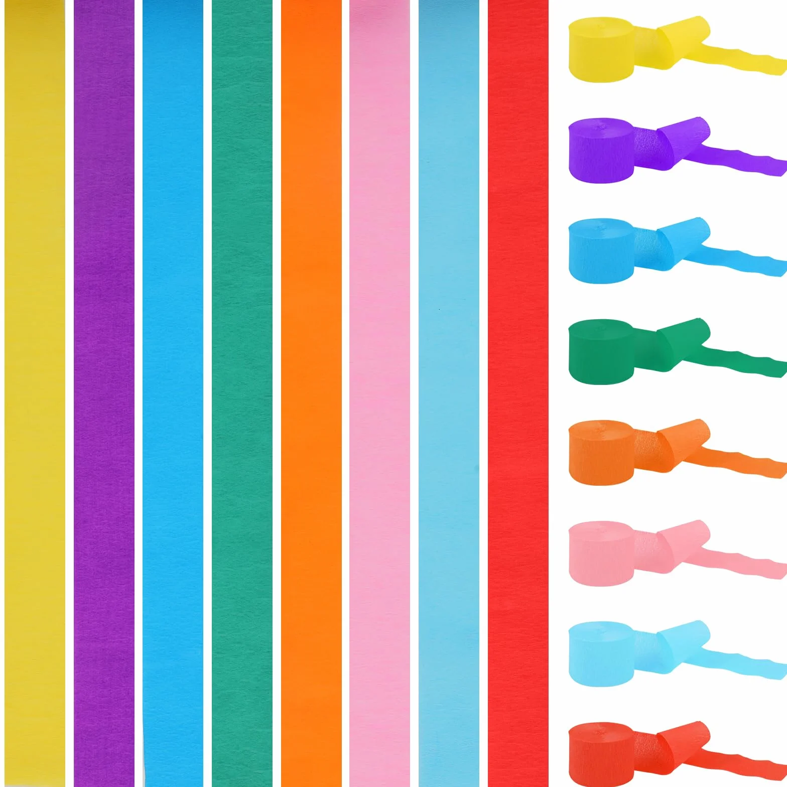 Nastro carta colorato 4,5 cm x 25 m, 8 rotoli, per matrimoni, carnevale, eventi festivi, serpentine e strisce multicolore