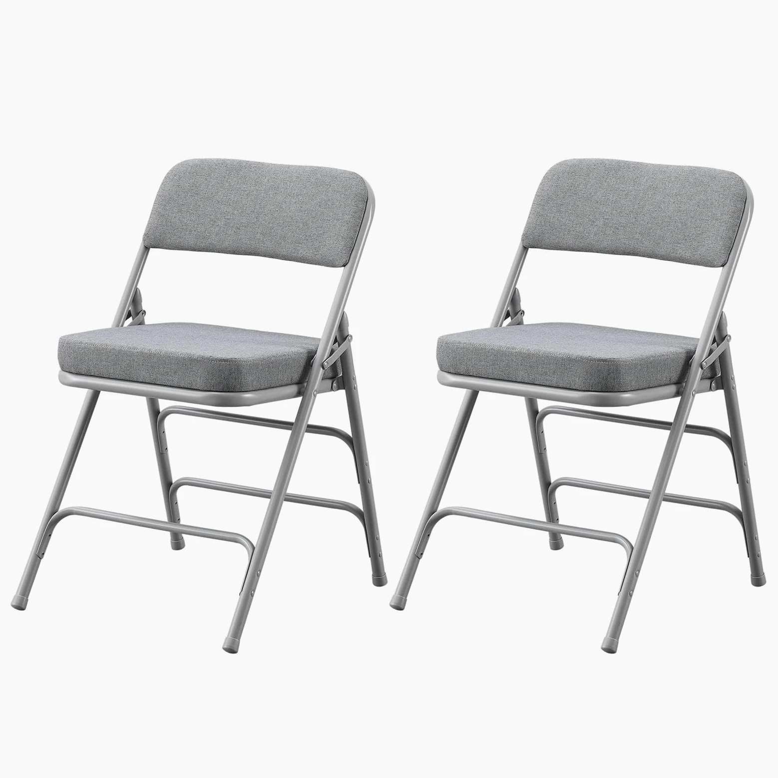 BOOSDEN Sedia pieghevole imbottita con cuscino spesso, 2 pezzi, resistente sedia pieghevole in metallo, per esterni, interni, cibo e feste, colore: grigio