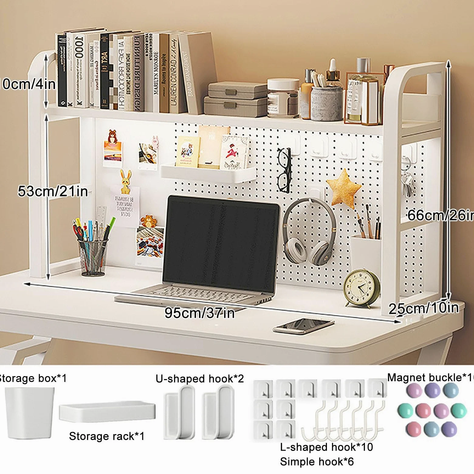 Scaffale da Scrivania Libreria da Tavolo Industriale per Scrivania del Computer, Scaffale Multiuso per Mensola da Scrivania per Uso in Dormitorio di Home Office(95 * 66cm/37 * 26in)