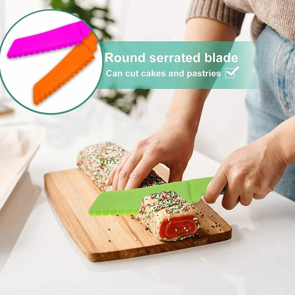 Coltelli da Cucina per Bambini, Coltelli di Sicurezza per Bambini, 4 pezzi Coltello per Bambini in Plastica con Tagliere, Coltello Da Frutta Per Bambini, Set di Coltelli da Cucina per Bambini