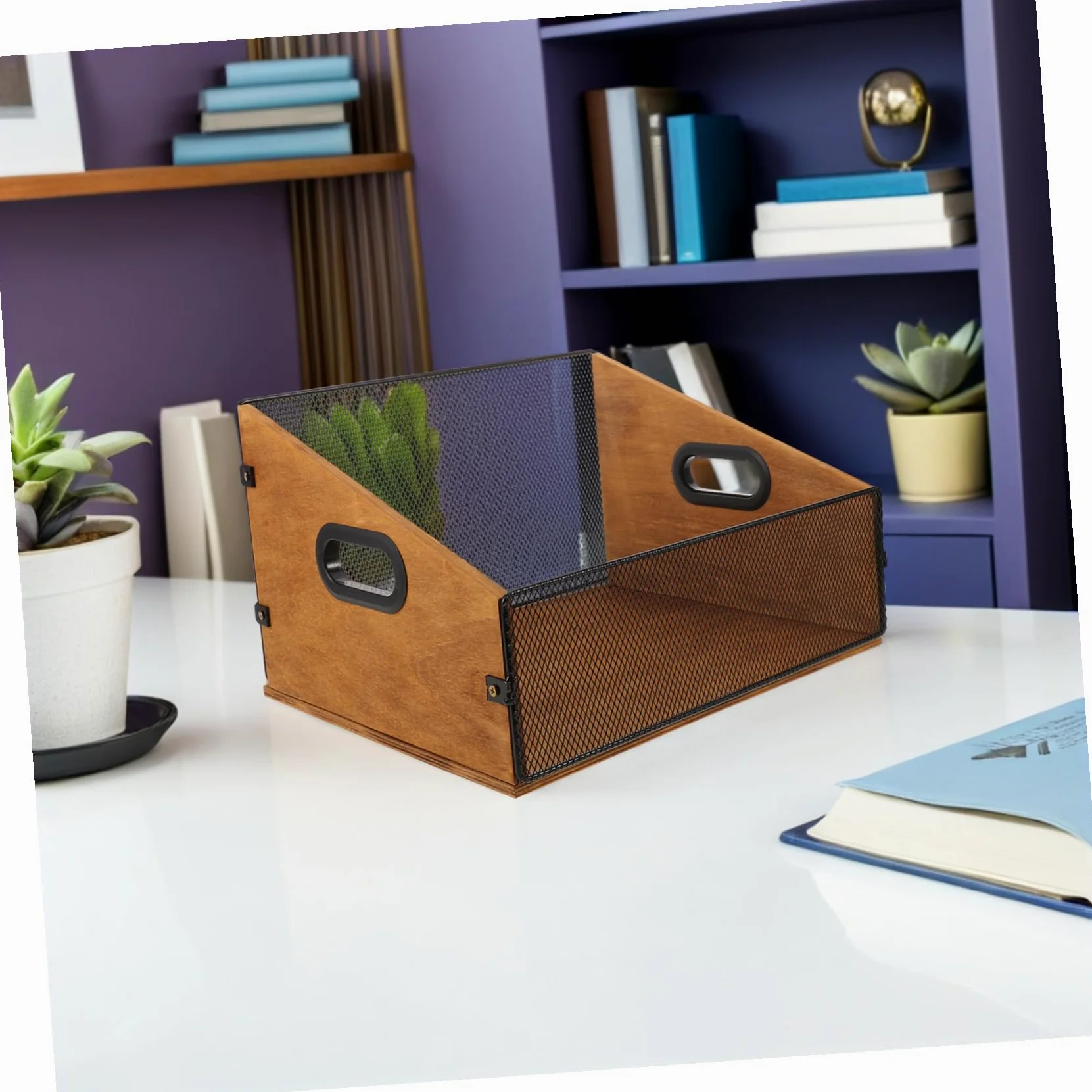 in Legno per Dischi in con Manici Organizer per Album e Libri Scatola Rustica per Archivio Vinili Porta Dischi Versatile Marrone