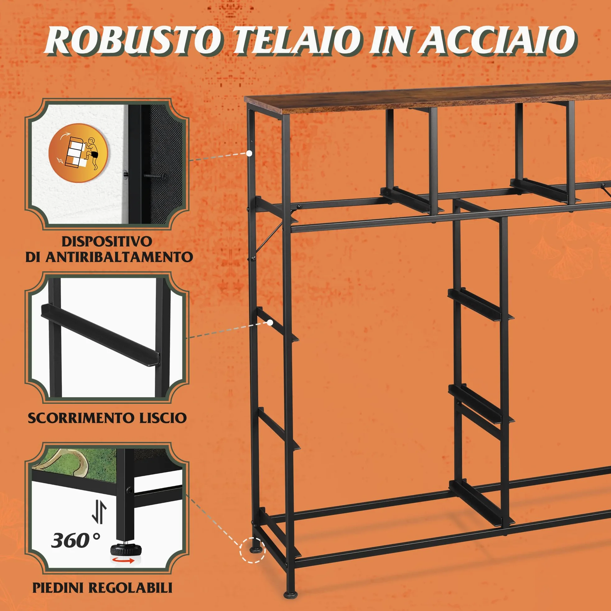WLIVE Cassettiera in Tessuto con 9 Cassetti, Cassettiera Camera da Letto, Vano Contenitore, Struttura in Acciaio Ideale per Soggiorno, Corridoio, Facile Installare (Boemia, 9 Cassetti)