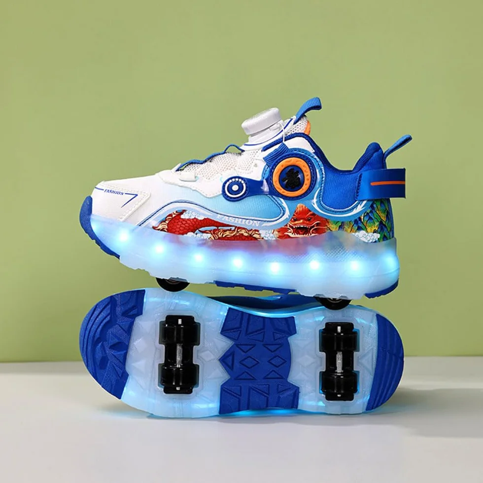 ENEN Sportive Scarpe da Skateboard 4 Ruote LED Luci Bambina Bambino Sneakers Outdoor Multisport