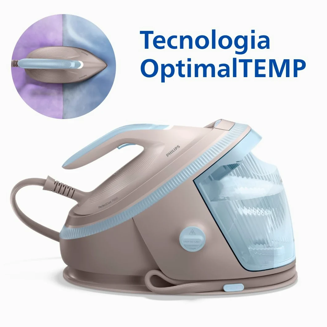 Philips PerfectCare Serie 7000 Ferro da stiro con Caldaia - 600g Colpo Vapore, 8,5 Bar, OptimalTEMP, Piastra SteamGlide Elite, Serbatoio Estraibile 1,5L, Vapore Verticale, Easy De-Calc (PSG7200/60)