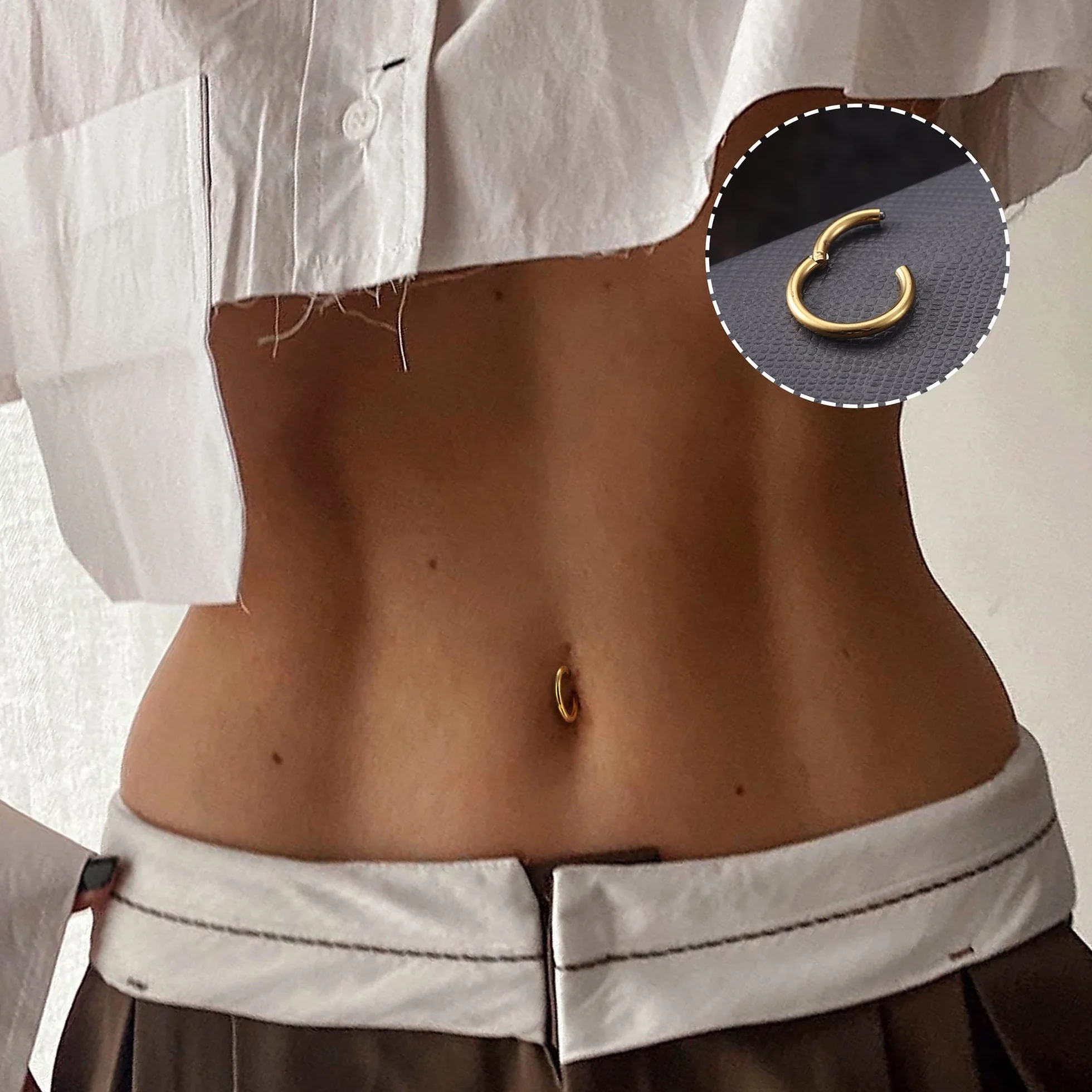 FIOROYAL 14G Piercing Ombelico Anello Acciaio Chirurgico Argento Oro Opal Belly Button Rings Clicker 8MM/10MM/12MM