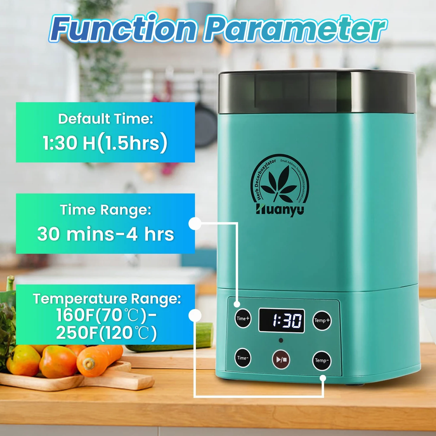 Huanyu Decarbossilatore, in PP, PC, alluminio, silicone, per erbe, olio alle erbe, macchina per infusioni, uovo per olio al burro