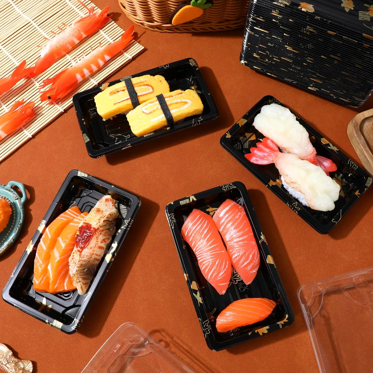 DOITOOL 50 contenitori usa e getta per sushi, per preparare i pasti, contenitori usa e getta, con coperchio, contenitori per alimenti per cucina, ristorante