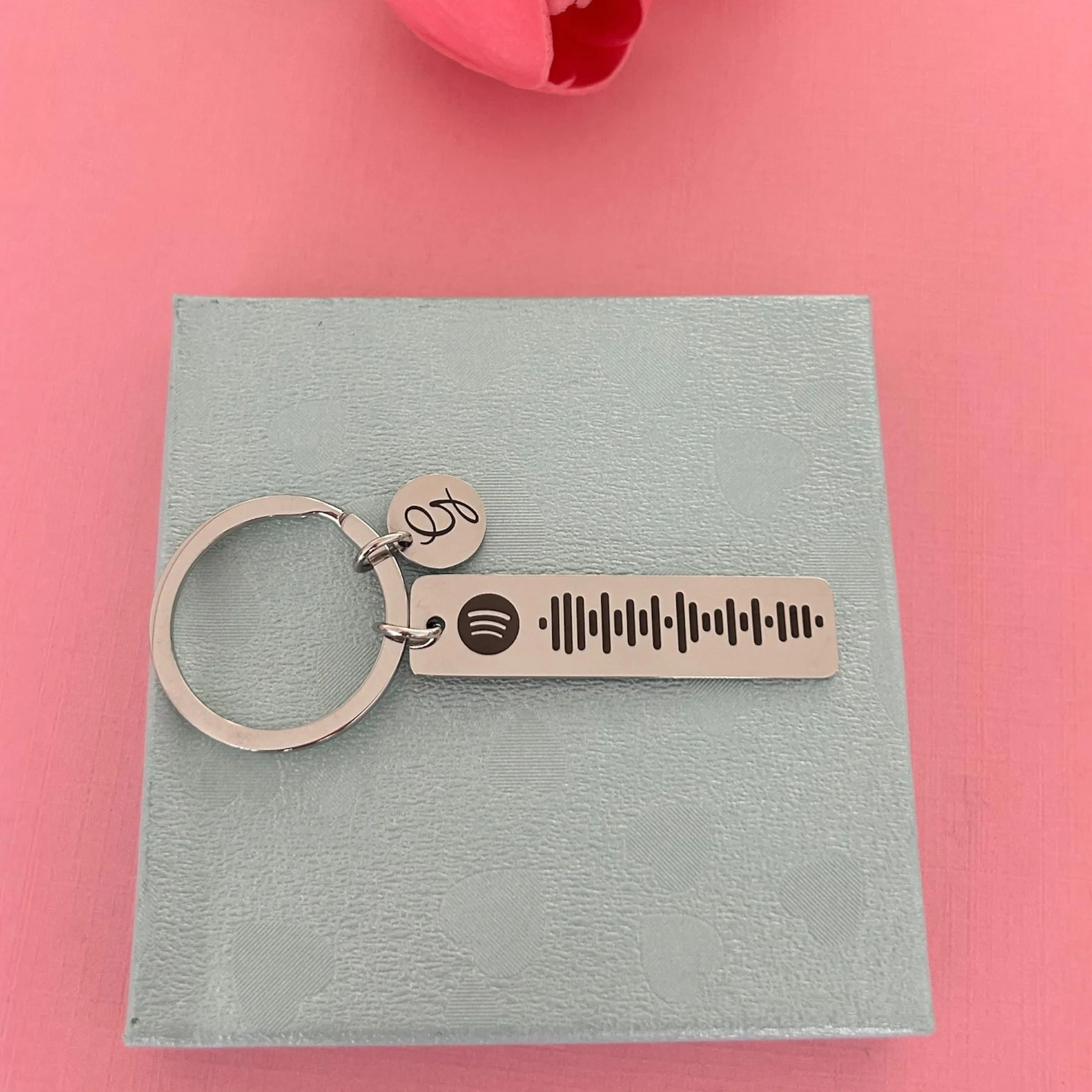 Vero Bijoux Portachiavi Spotify in Acciaio Inossidabile Personalizzabile con Canzone e Dedica