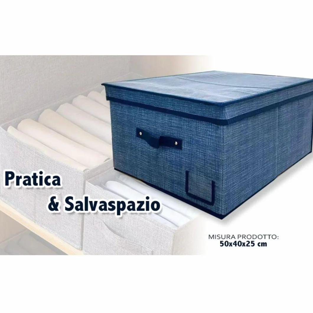 Scatole per armadio con Coperchio Set 3 - Contenitore Medi 50x40x25 cm Robusti