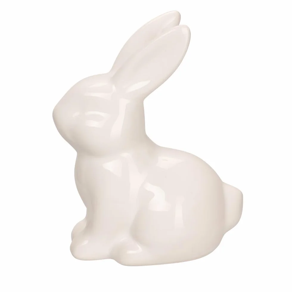 Ideen mit Herz Figura decorativa coniglietto pasquale bianco lucido dolomite 2 pezzi