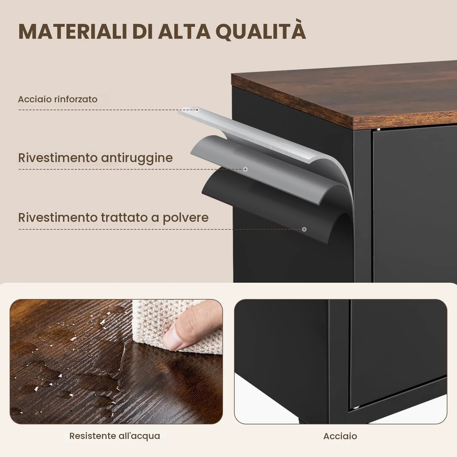Sightlife Armadio in metallo, mobili da esterno, credenza in metallo, da cucina, da balcone, da giardino, da corridoio, ripiano regolabile, 40 x 80 x 76 cm