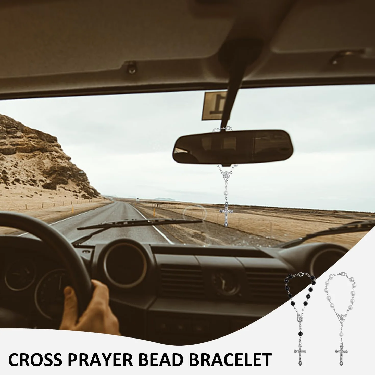 Catena Per Rosario Da 2 Pezzi, Accessori Interni Per Camion, Ciondolo Decorativo Per Auto, Braccialetto Per Rosario Con Croce, Ciondolo Per Interni Auto, Accessori Per Auto