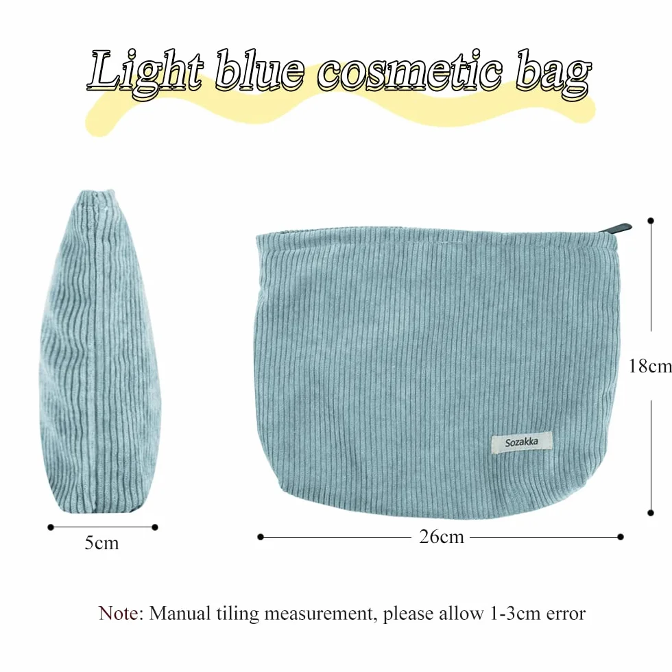 Bustina Portatutto Donna Pochette da Borsa Cosmetica In Tela Trousse Trucchi Con Cerniera Blu