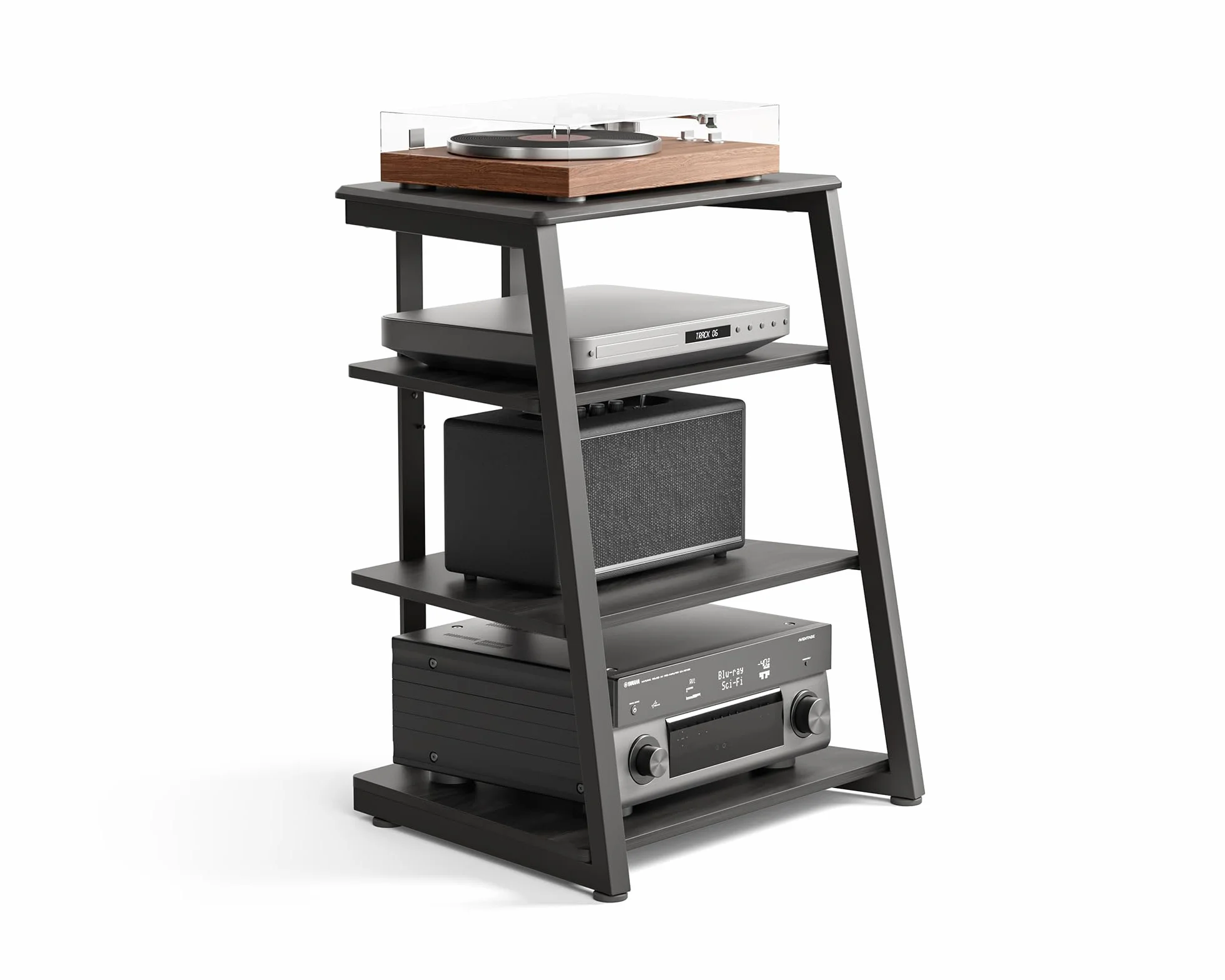FITUEYES HiFi Shelf AV Shelf 4-level stand di legno con ripiani in legno per giradischi DVD Player Xbox supporto HIFI Rack