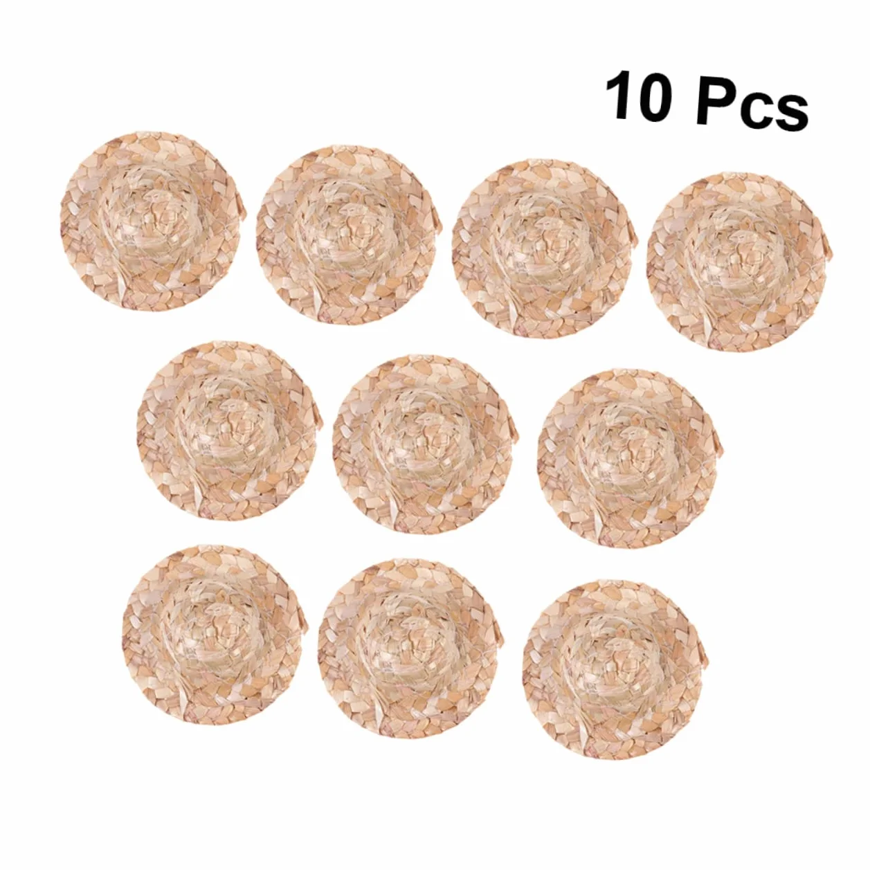 10pezzi Cappelli di Paglia Miniatura Cappelli Intrecciati per Bambole per Artigianato Accessori per Case delle Bambole Decorazioni per Fotoricampeggi