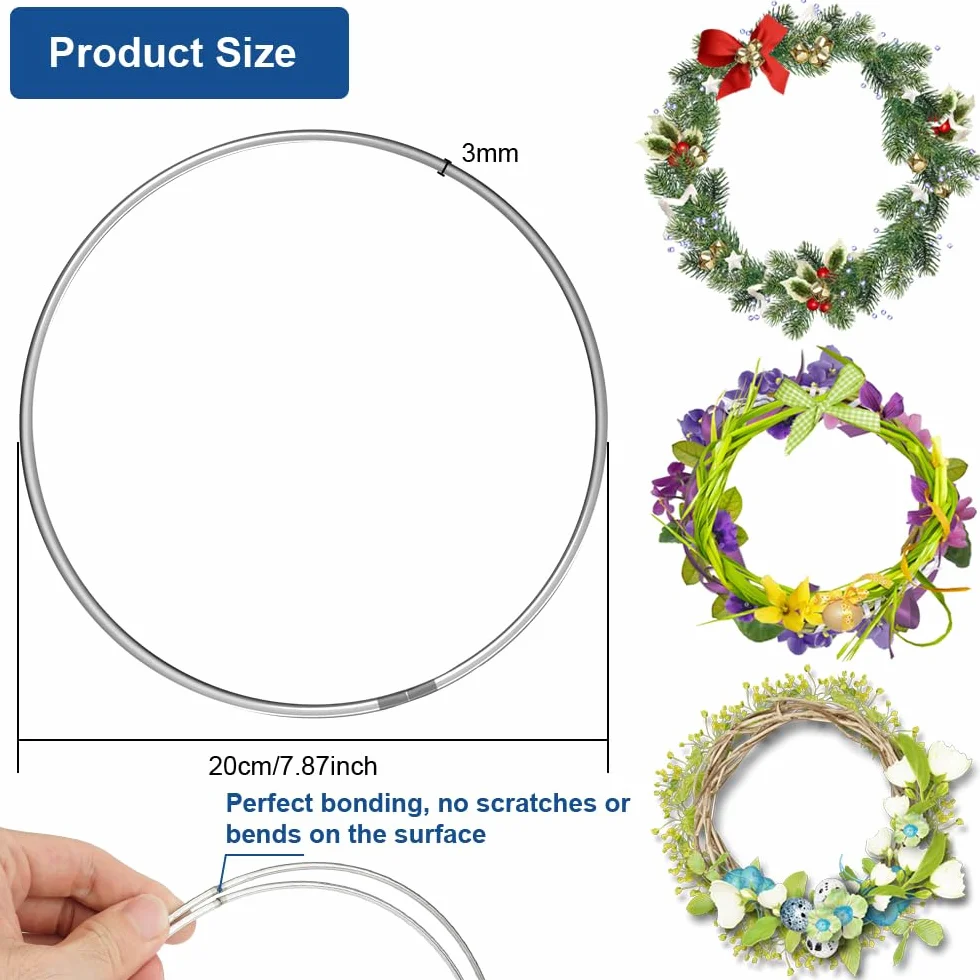 Cerchi per Acchiappasogni 20 cm Anelli in Metallo Argento per Ghirlande Nuziali Decorazioni Pareti