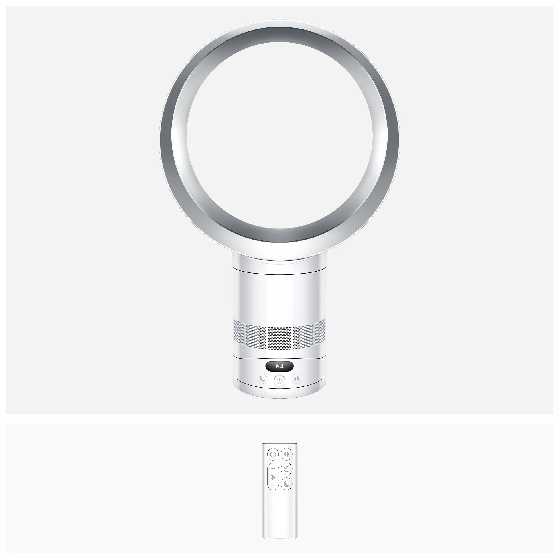 Dyson Cool™ CF1 Ventilatore da Tavolo Senza Pale, Bianco/Argento – Raffrescamento Potente e Silenzioso con Tecnologia Air Multiplier™, Controllo tramite App MyDyson™, Modalità Notte