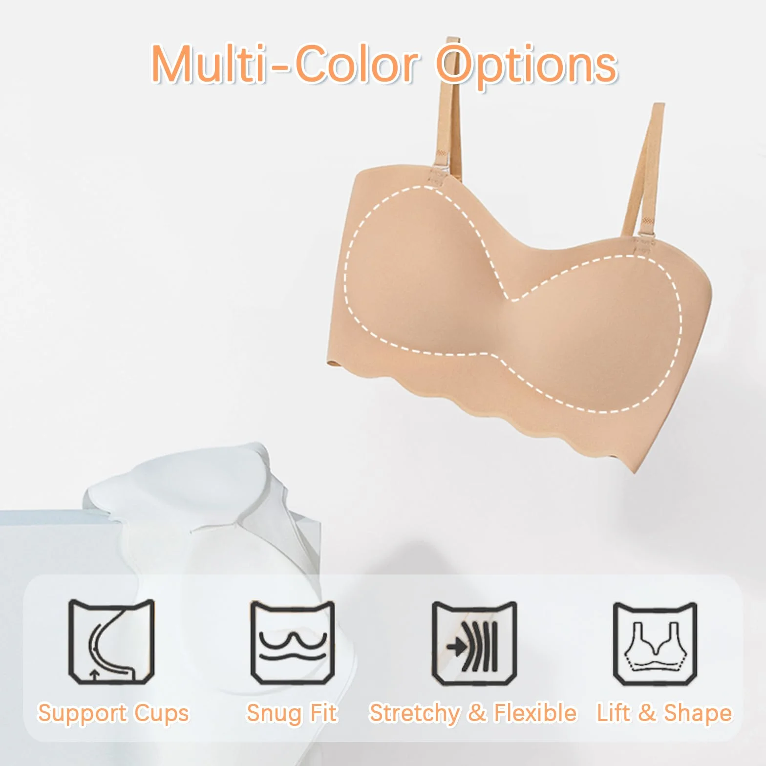 Reggiseno senza spalline senza cuciture confezione da 2 pezzi senza ferretto bralette con cinghie sostituibili per bambini 10-18 anni