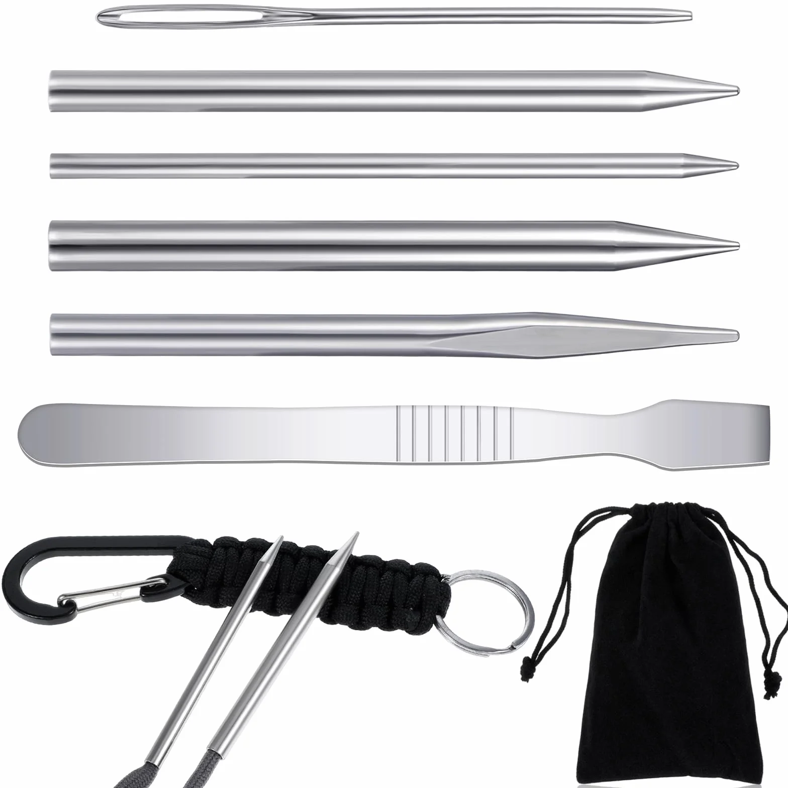 DOPENSPI Set 6 Paracord Accessori Ferri Cucito Strumento Levigante Custodia Artigiani Tessitura Pelle Fai Da Te