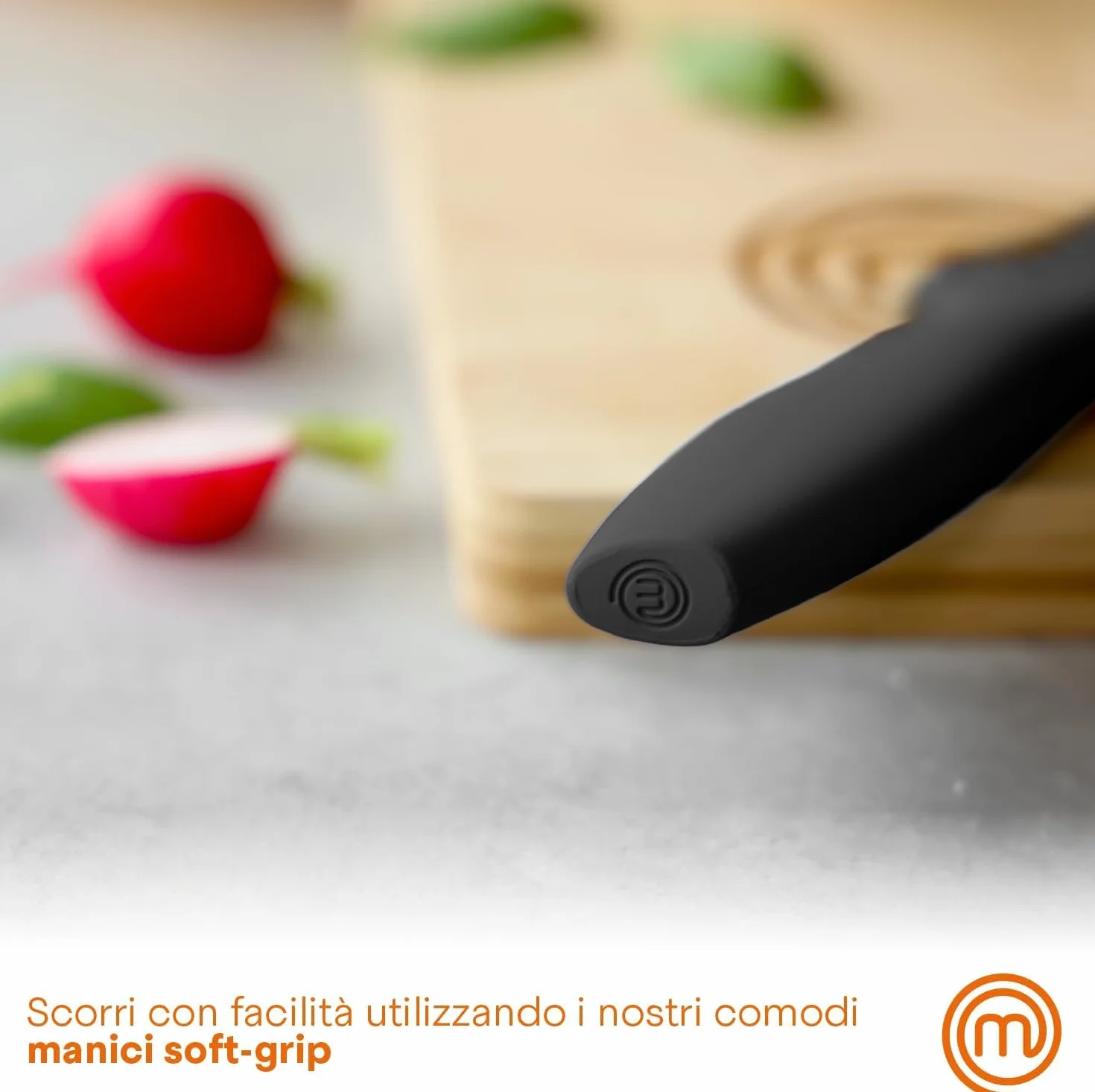 MasterChef Coltelli da Cucina 5 Pezzi Acciaio Inox Nero Lavabile in Lavastoviglie