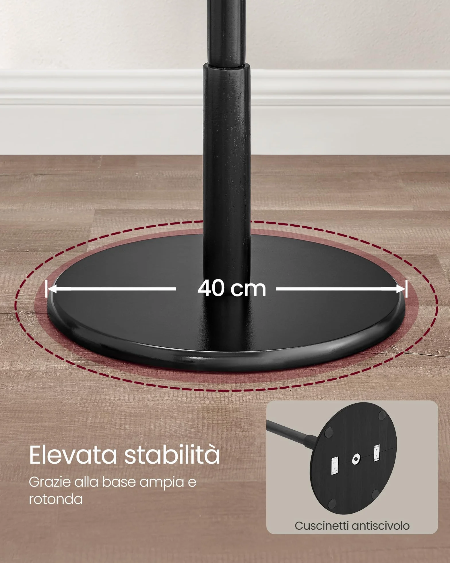 VASAGLE Attaccapanni Appendiabiti da Terra in Legno 8 Ganci Nero Inchiostro RCR007P33