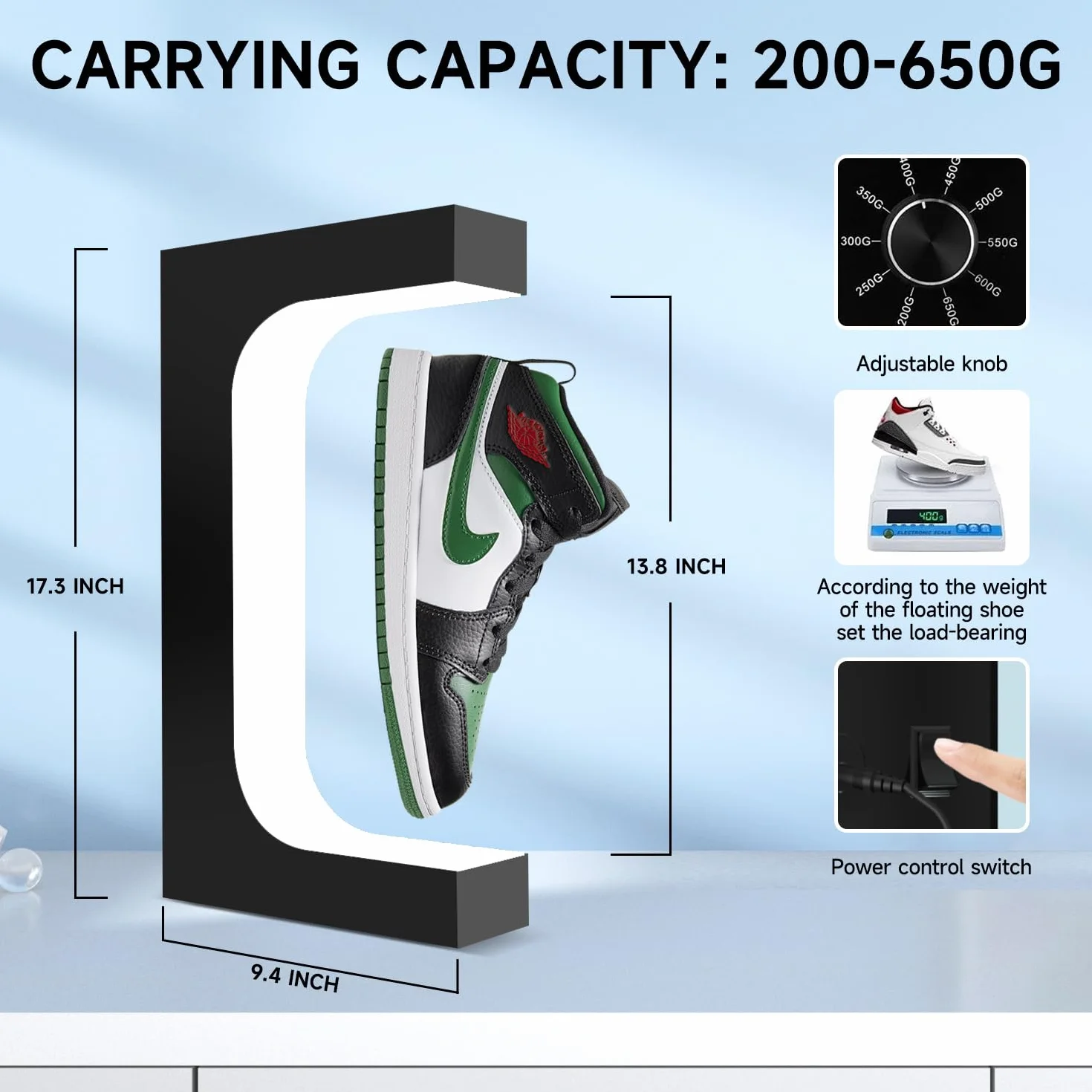 Espositore per scarpe galleggianti, supporto levitante per scarpe da ginnastica, in acrilico, con luce a LED, per pubblicità, mostre, negozi, decorazioni per la casa