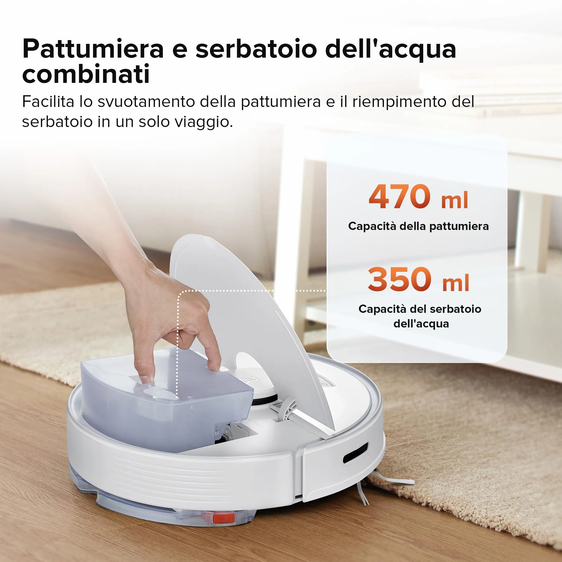 Roborock Q7 Max Robot Aspirapolvere, Serbatoi d'acqua Controllati Elettricamente, Controllo APP, Bianco (Ricondizionato)