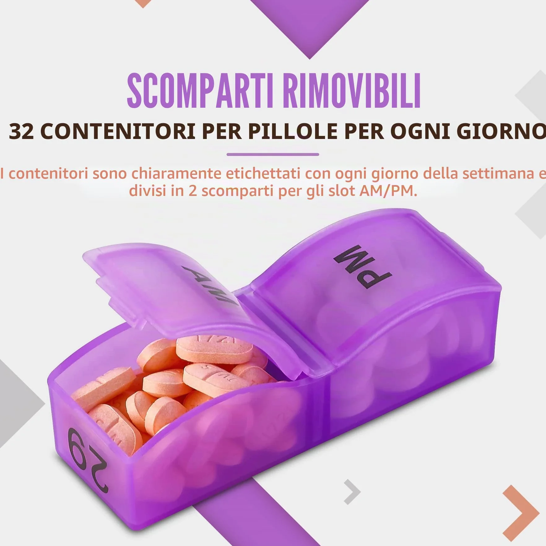 Organizer mensile per pillole 32 scomparti mattina e sera vitamine medicinali