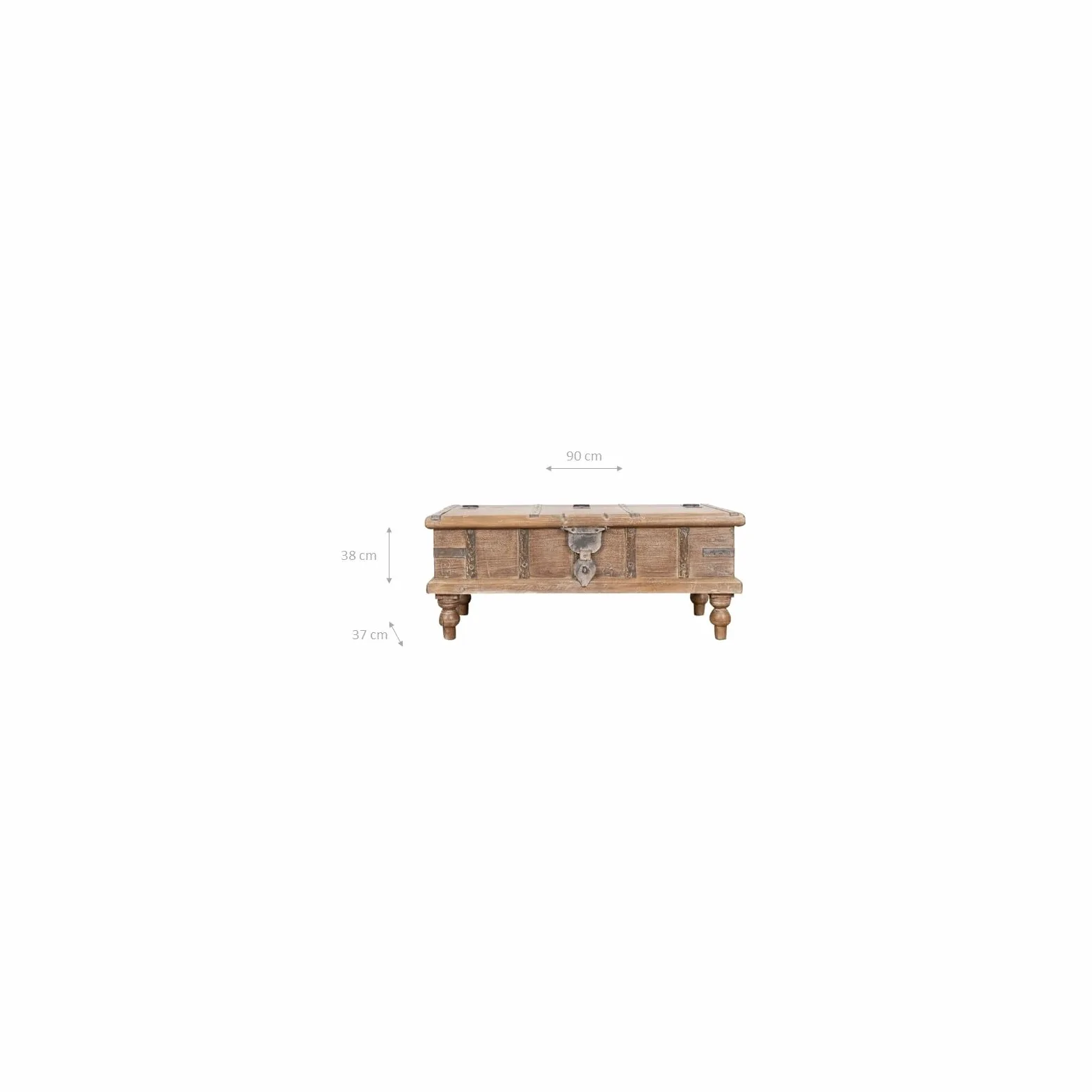 Biscottini Baule legno con panca contenitore 124x46x58 cm - Baule da interno in legno riciclato - Panca legno portagiochi vintage