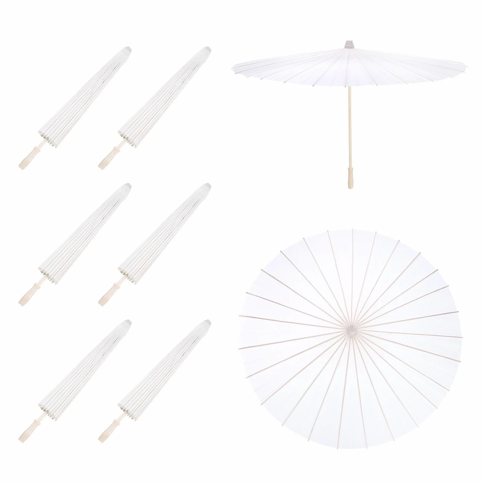 sourcing map 6 ombrelli di carta da 83,8 cm, ombrelli di carta oliata fai da te, per fotografia, oggetti di scena, artigianato, feste, matrimoni, decorazioni, colore: bianco