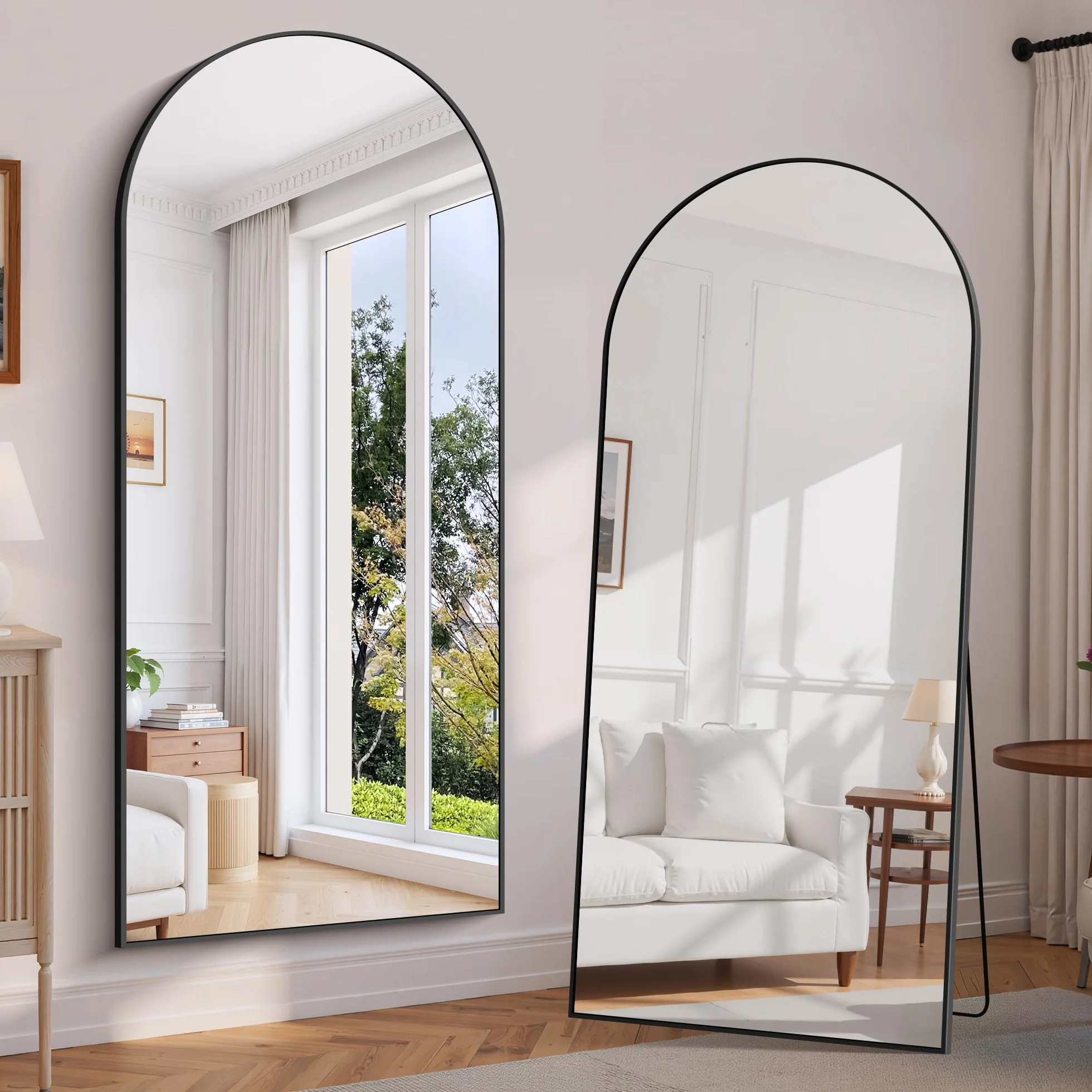 WOLIBEER Specchio a Figura Intera 192 x 85 cm, Grande Specchio da Terra con Cornice in Alluminio Nero, per Camera da Letto Cameretta Soggiorno Spogliatoio