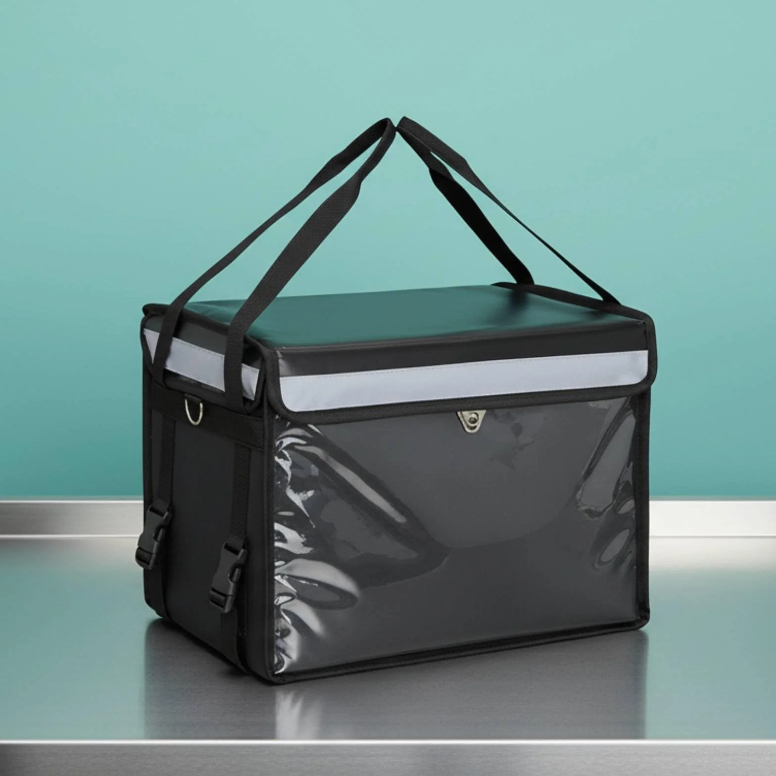 perfk Borsa Termica Professionale Cassa Isolante da Trasporto Contenitore Termico Porta Alimenti Struttura Rinforzata in PVC Tessuto Oxford Adatta per Consegne Eventi Ristorazione, 62L, Set Base